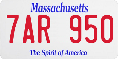 MA license plate 7AR950