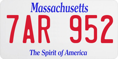 MA license plate 7AR952
