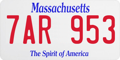MA license plate 7AR953