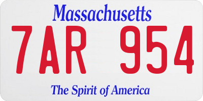 MA license plate 7AR954