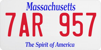 MA license plate 7AR957