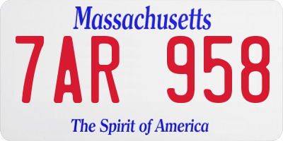MA license plate 7AR958