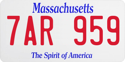 MA license plate 7AR959