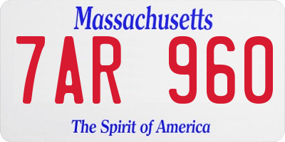 MA license plate 7AR960