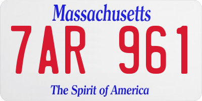 MA license plate 7AR961