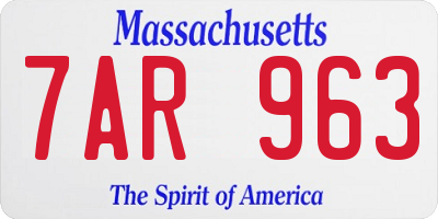 MA license plate 7AR963