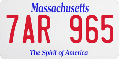 MA license plate 7AR965