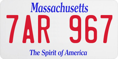 MA license plate 7AR967