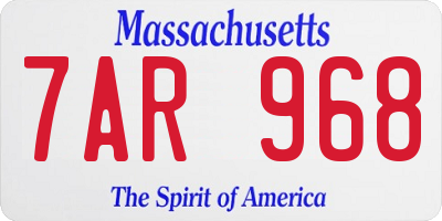 MA license plate 7AR968