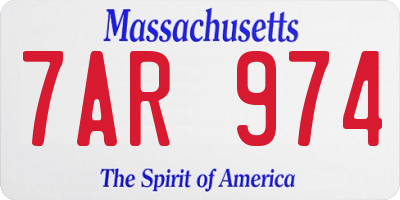 MA license plate 7AR974