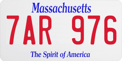 MA license plate 7AR976