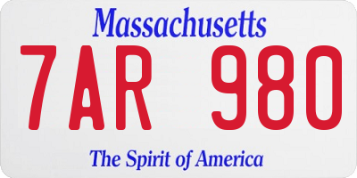 MA license plate 7AR980