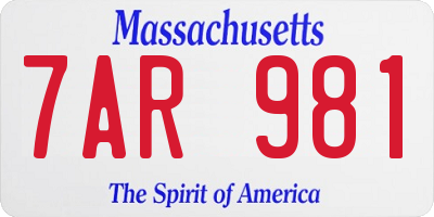 MA license plate 7AR981