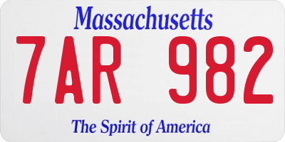 MA license plate 7AR982