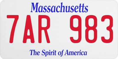 MA license plate 7AR983