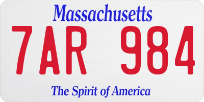 MA license plate 7AR984