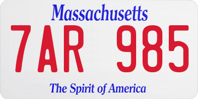 MA license plate 7AR985