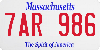 MA license plate 7AR986