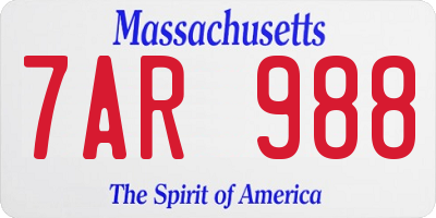 MA license plate 7AR988