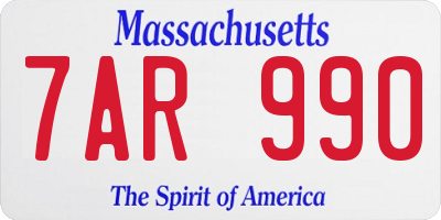 MA license plate 7AR990