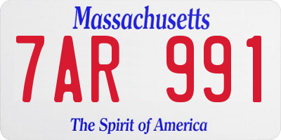 MA license plate 7AR991