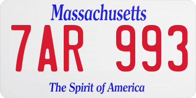 MA license plate 7AR993