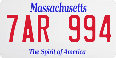 MA license plate 7AR994