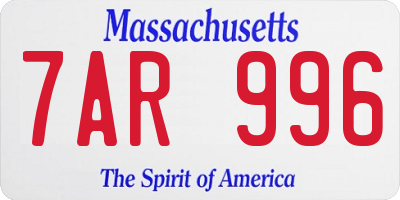 MA license plate 7AR996