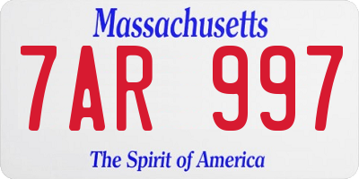 MA license plate 7AR997
