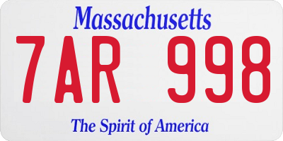 MA license plate 7AR998