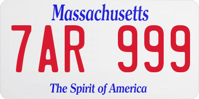 MA license plate 7AR999