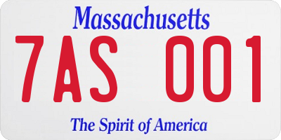 MA license plate 7AS001