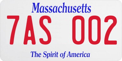 MA license plate 7AS002