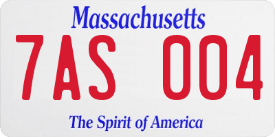 MA license plate 7AS004