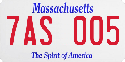 MA license plate 7AS005