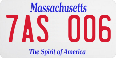 MA license plate 7AS006