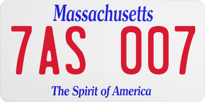 MA license plate 7AS007