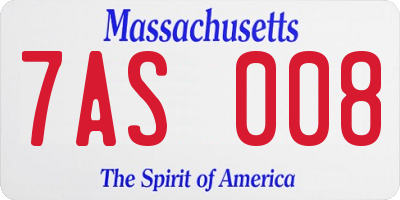 MA license plate 7AS008
