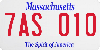 MA license plate 7AS010