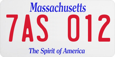 MA license plate 7AS012