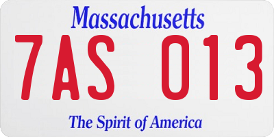 MA license plate 7AS013