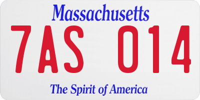 MA license plate 7AS014