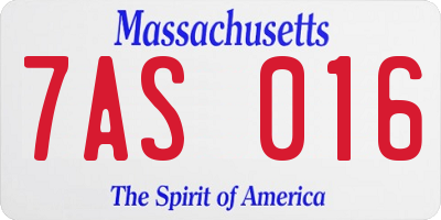 MA license plate 7AS016