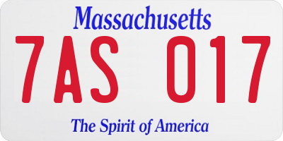 MA license plate 7AS017