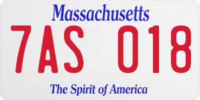 MA license plate 7AS018