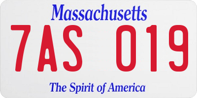 MA license plate 7AS019