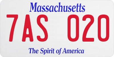 MA license plate 7AS020