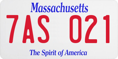 MA license plate 7AS021