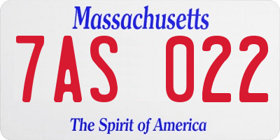 MA license plate 7AS022