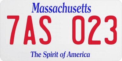 MA license plate 7AS023